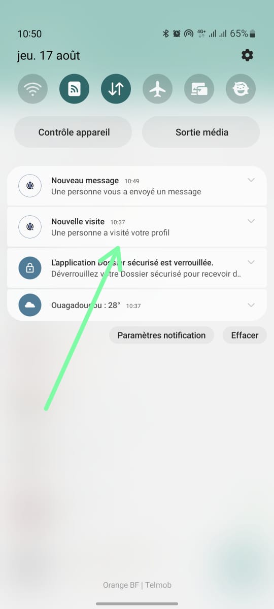 Fonctionnalité notification